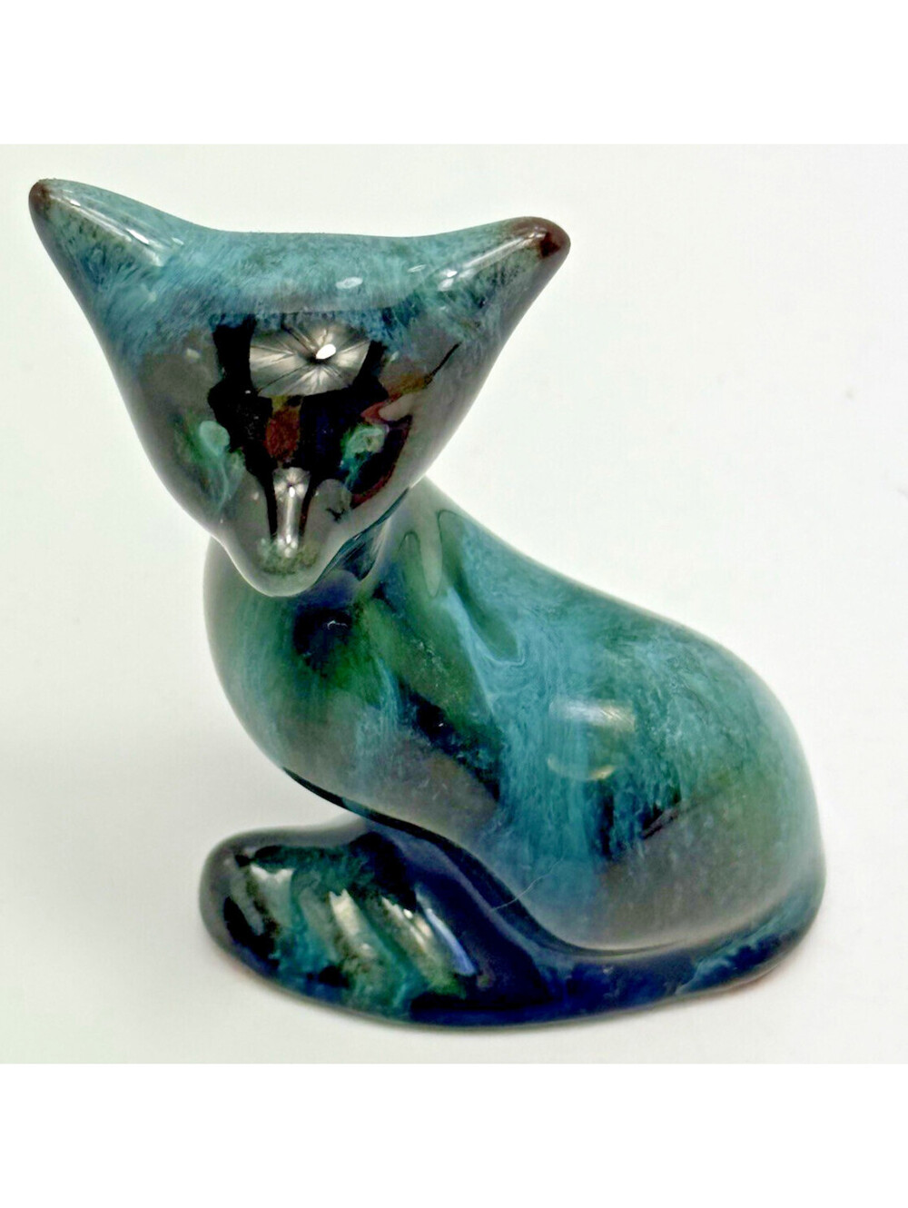 Blue Mountain Pottery Small Fox Green Drip Glaze 3"H Canada